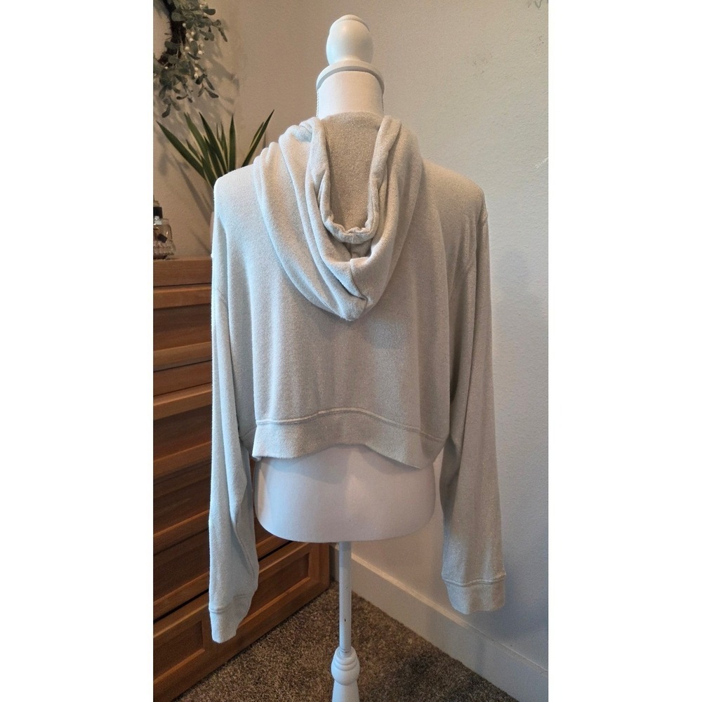 Bleusalt The Malibu Hoodie Cropped Shimmer Tencel White Coastal Size 3 - Picture 5 of 10